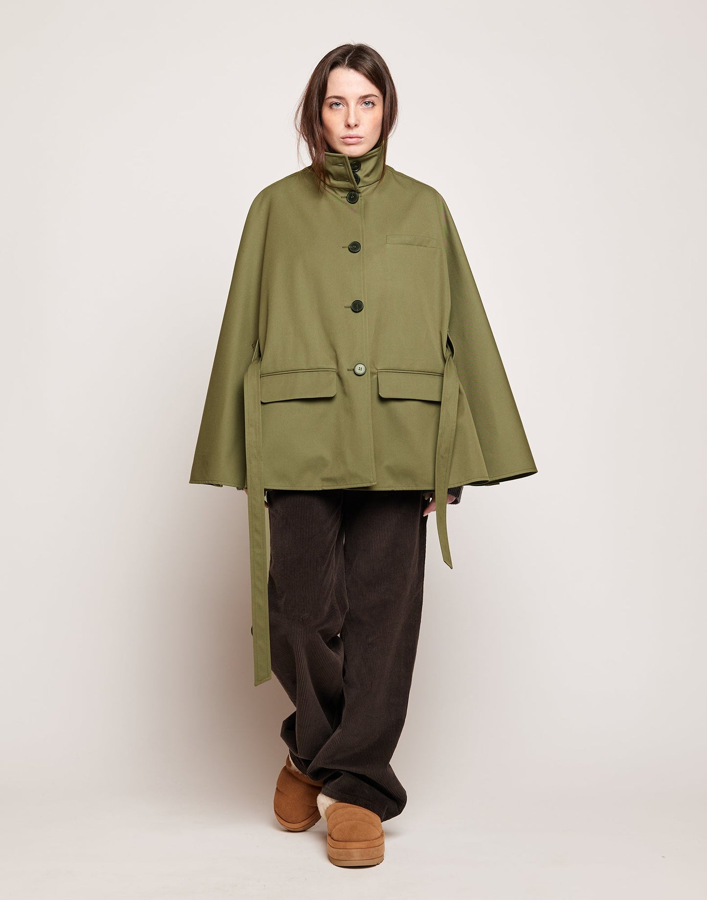 DOUUOD Cappa a Ruota in Tecno Coat Water Repellent Militare