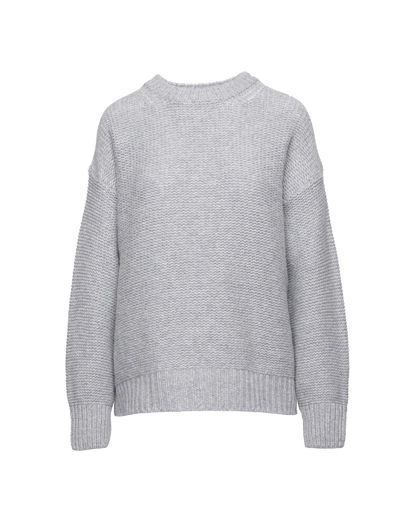 DOUUOD Maglione Girocollo in Lana e Cashmere Grigio Chiaro