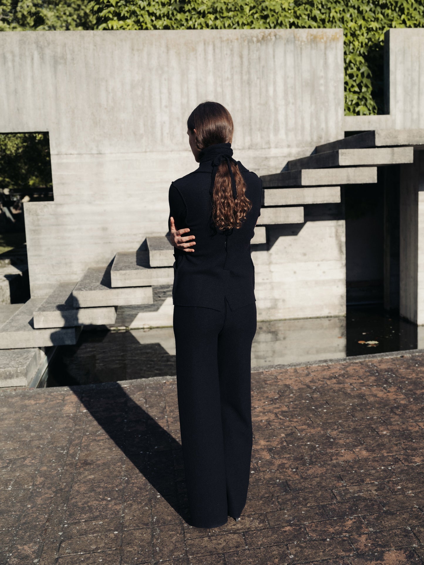 Boiled Wool Bootcut Trousers