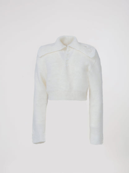 Zoe Crop Sweater Winter White