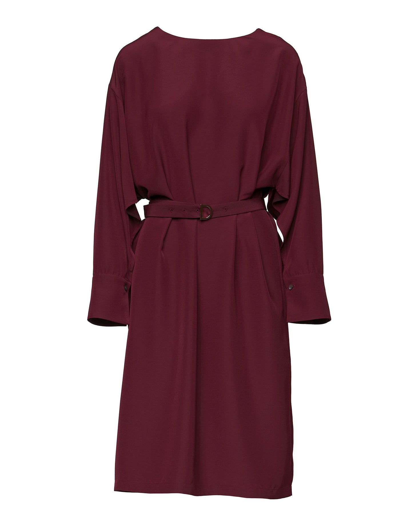 DOUUOD Abito Midi con Gemelli in Cady Bordeaux