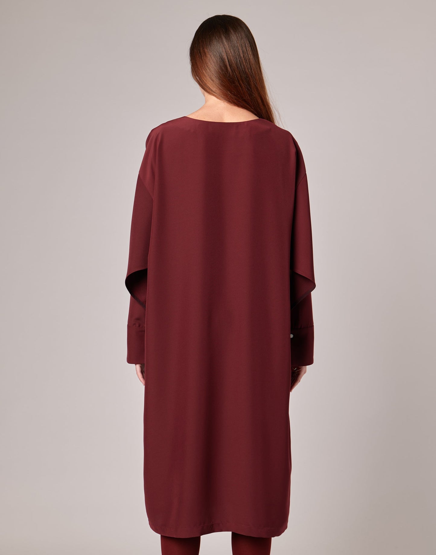 DOUUOD Abito Midi con Gemelli in Cady Bordeaux