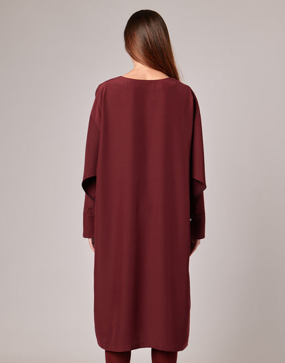 DOUUOD Abito Midi con Gemelli in Cady Bordeaux
