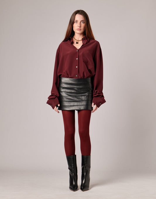 DOUUOD Minigonna in Eco Vintage Leather Nera