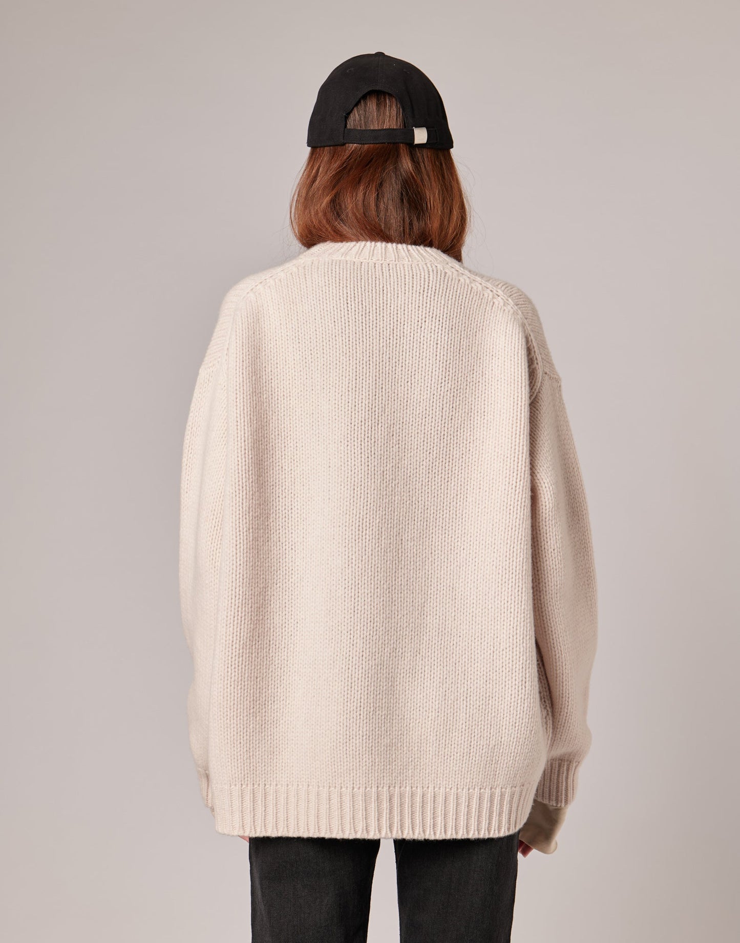 DOUUOD Maglione in Catenella di Lana Extrafine/Cashmere Porcellana