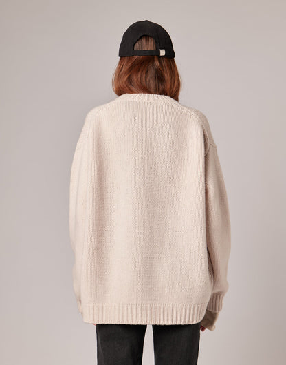 DOUUOD Maglione in Catenella di Lana Extrafine/Cashmere Porcellana