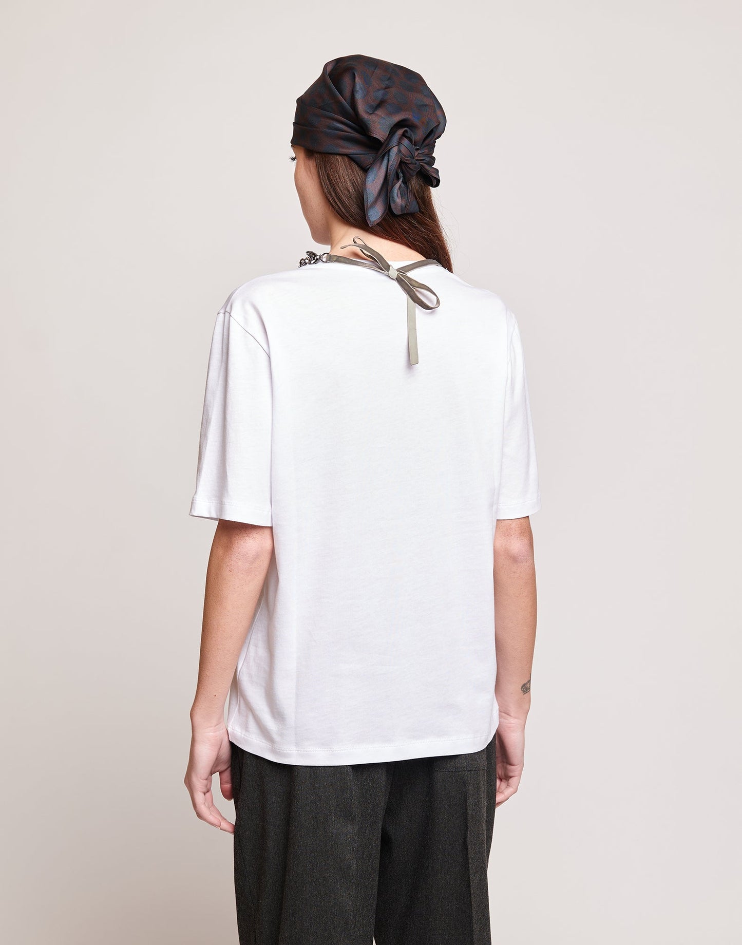 DOUUOD T-shirt Manica Corta con Collana Gioiello Bianca