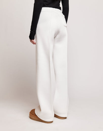 DOUUOD Pantaloni a Gamba Larga in Felpa Soft Panna