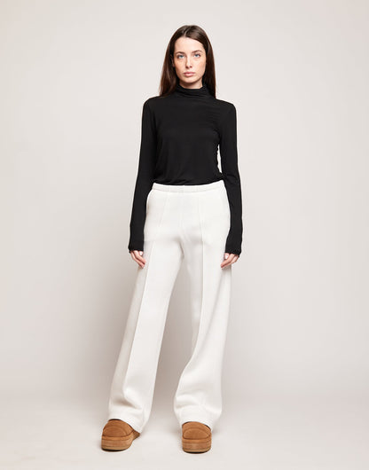 DOUUOD Pantaloni a Gamba Larga in Felpa Soft Panna