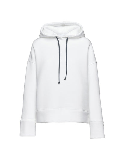 DOUUOD Felpa con Cappuccio in Cotone con Logo sulla Manica Panna