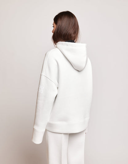 DOUUOD Felpa con Cappuccio in Cotone con Logo sulla Manica Panna