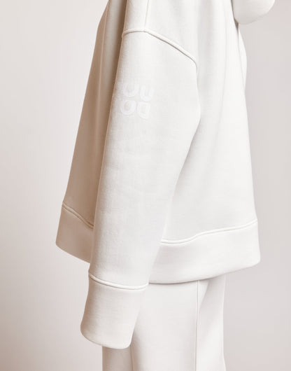 DOUUOD Felpa con Cappuccio in Cotone con Logo sulla Manica Panna