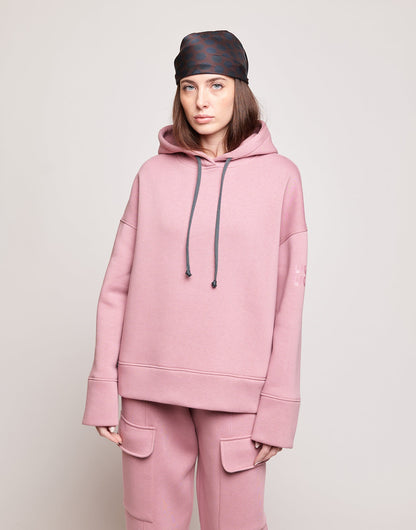 DOUUOD Felpa con Cappuccio in Cotone con Logo sulla Manica Peonia