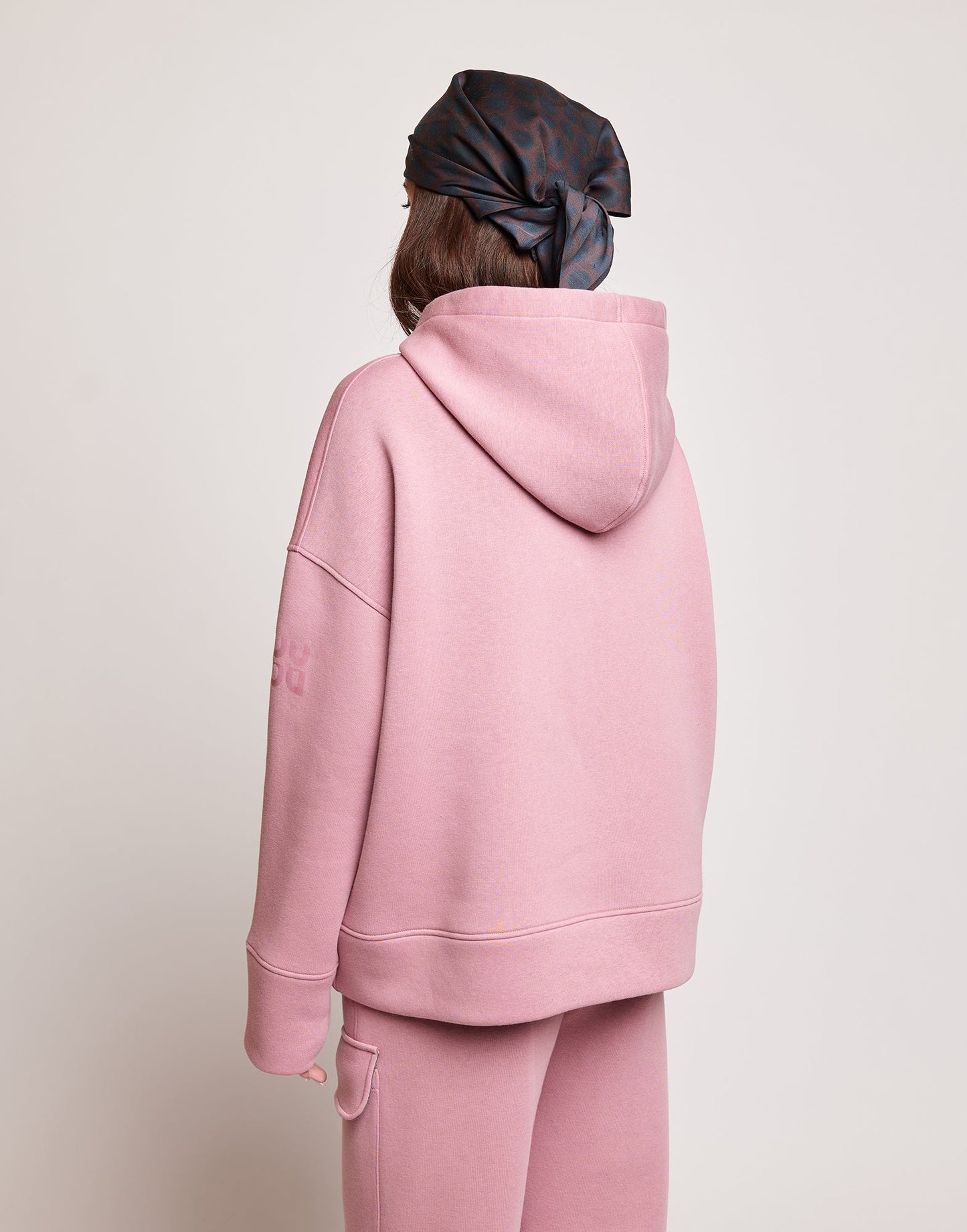 DOUUOD Felpa con Cappuccio in Cotone con Logo sulla Manica Peonia