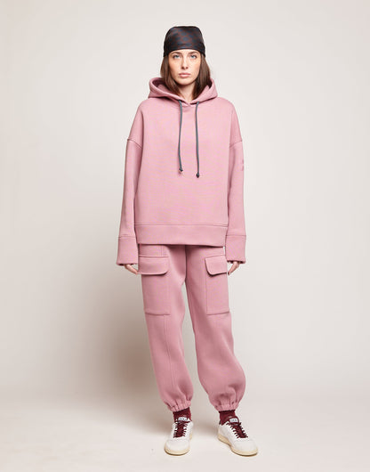 DOUUOD Felpa con Cappuccio in Cotone con Logo sulla Manica Peonia