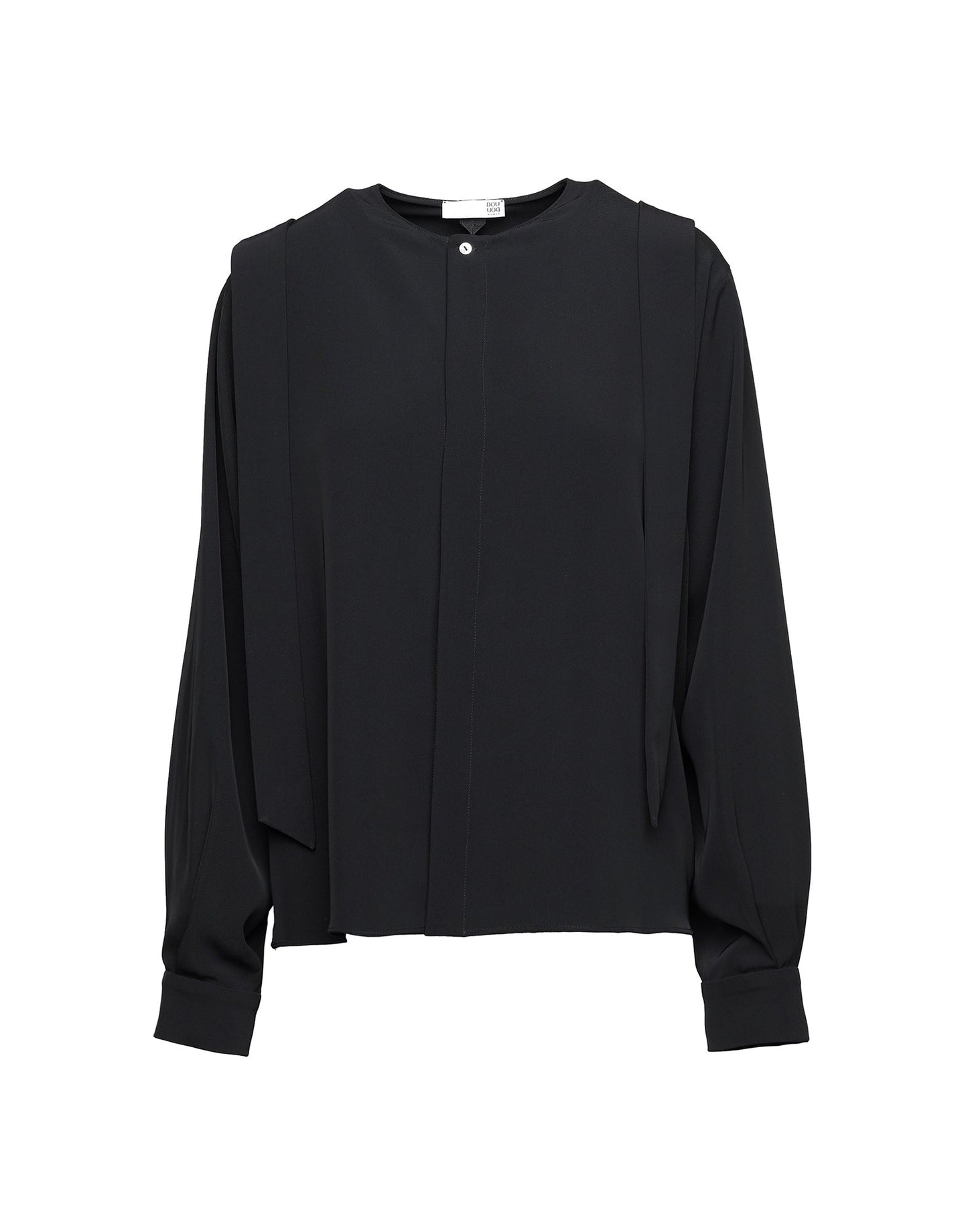 DOUUOD Camicia in Cady Fluido con Sciarpa Staccabile Nera