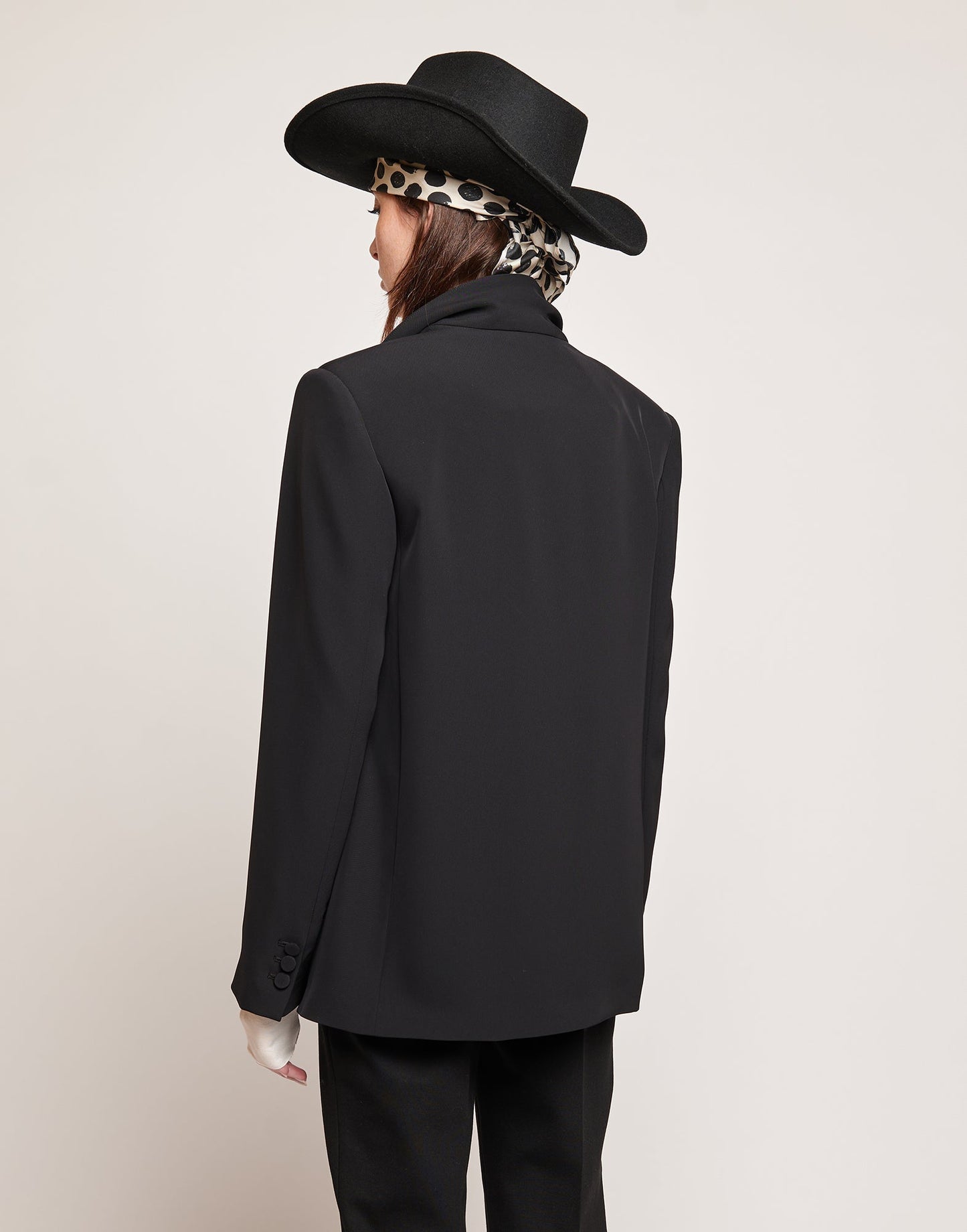 DOUUOD Giacca Smoking in Cady Fluido a un Bottone Nera