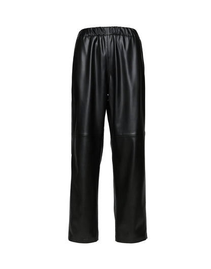 DOUUOD Pantaloni in Eco Soft Leather con Vita Elasticizzata Neri