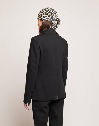 DOUUOD Blazer Doppiopetto in Punto Milano con Bottoni in Metallo Nero