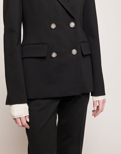 DOUUOD Blazer Doppiopetto in Punto Milano con Bottoni in Metallo Nero