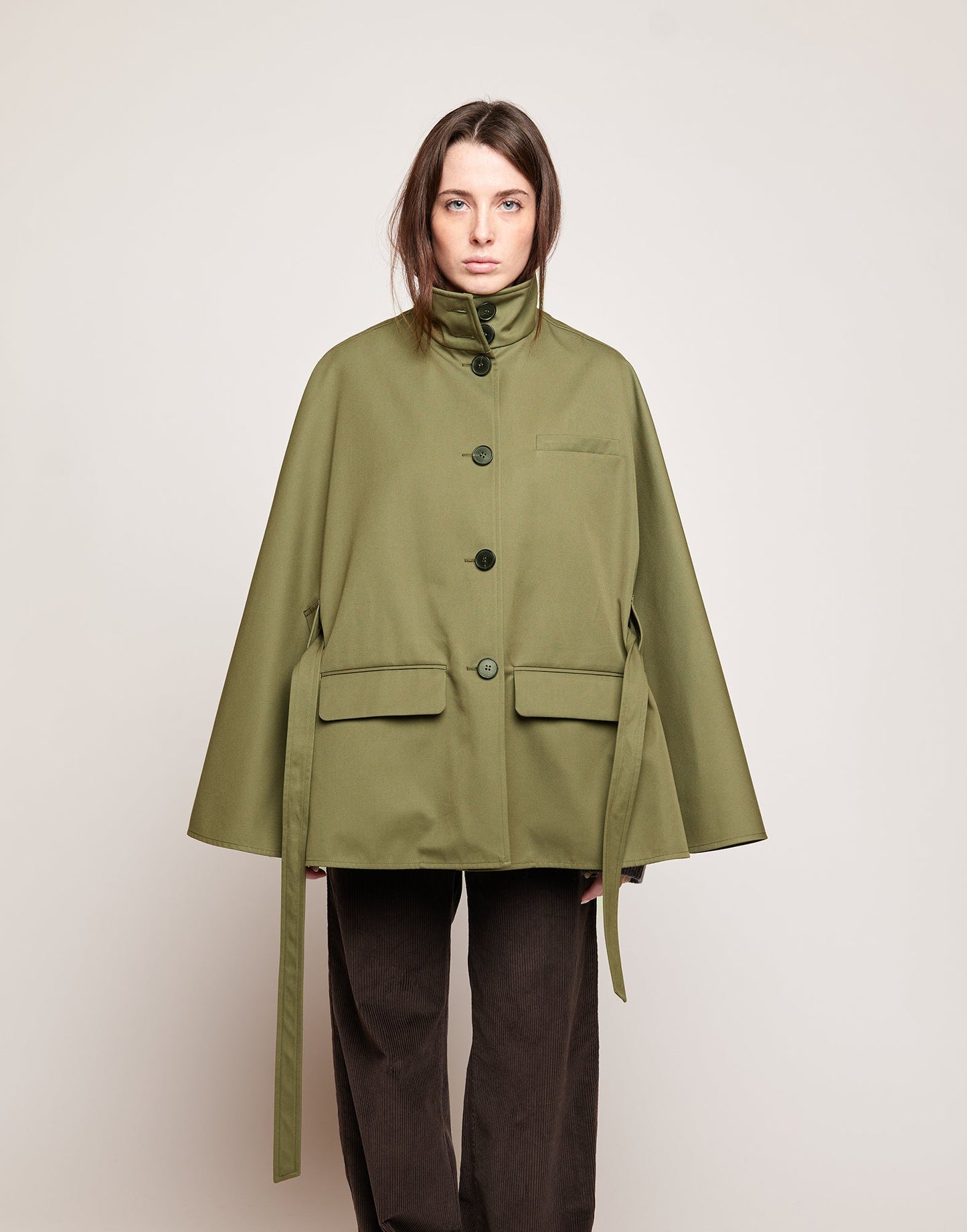 DOUUOD Cappa a Ruota in Tecno Coat Water Repellent Militare
