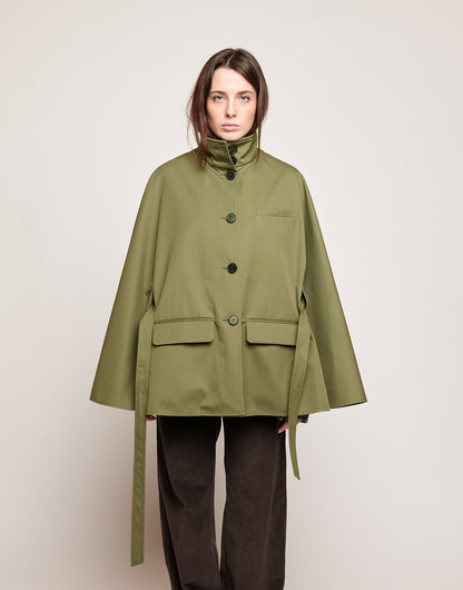 DOUUOD Cappa a Ruota in Tecno Coat Water Repellent Militare