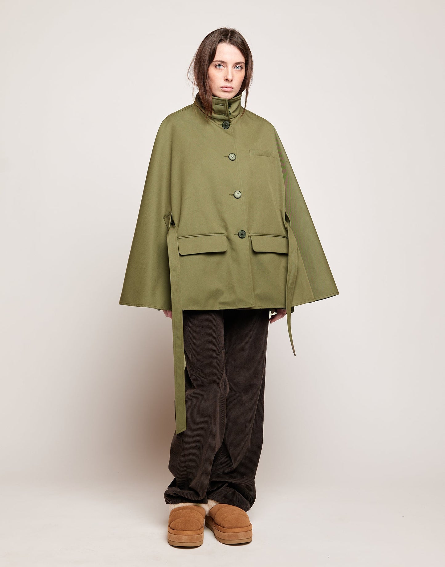 DOUUOD Cappa a Ruota in Tecno Coat Water Repellent Militare