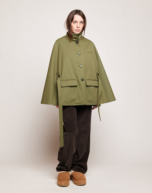 DOUUOD Cappa a Ruota in Tecno Coat Water Repellent Militare