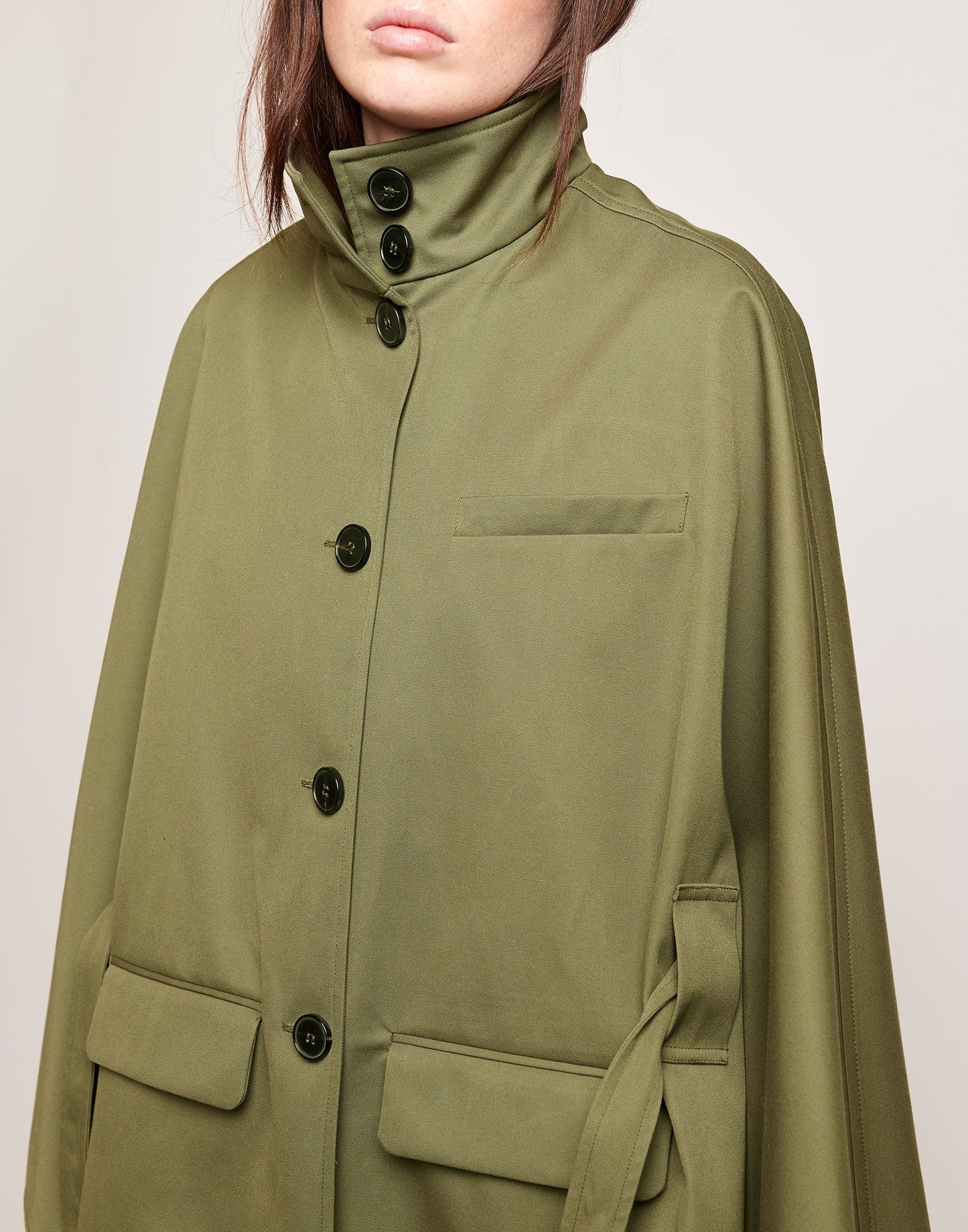 DOUUOD Cappa a Ruota in Tecno Coat Water Repellent Militare
