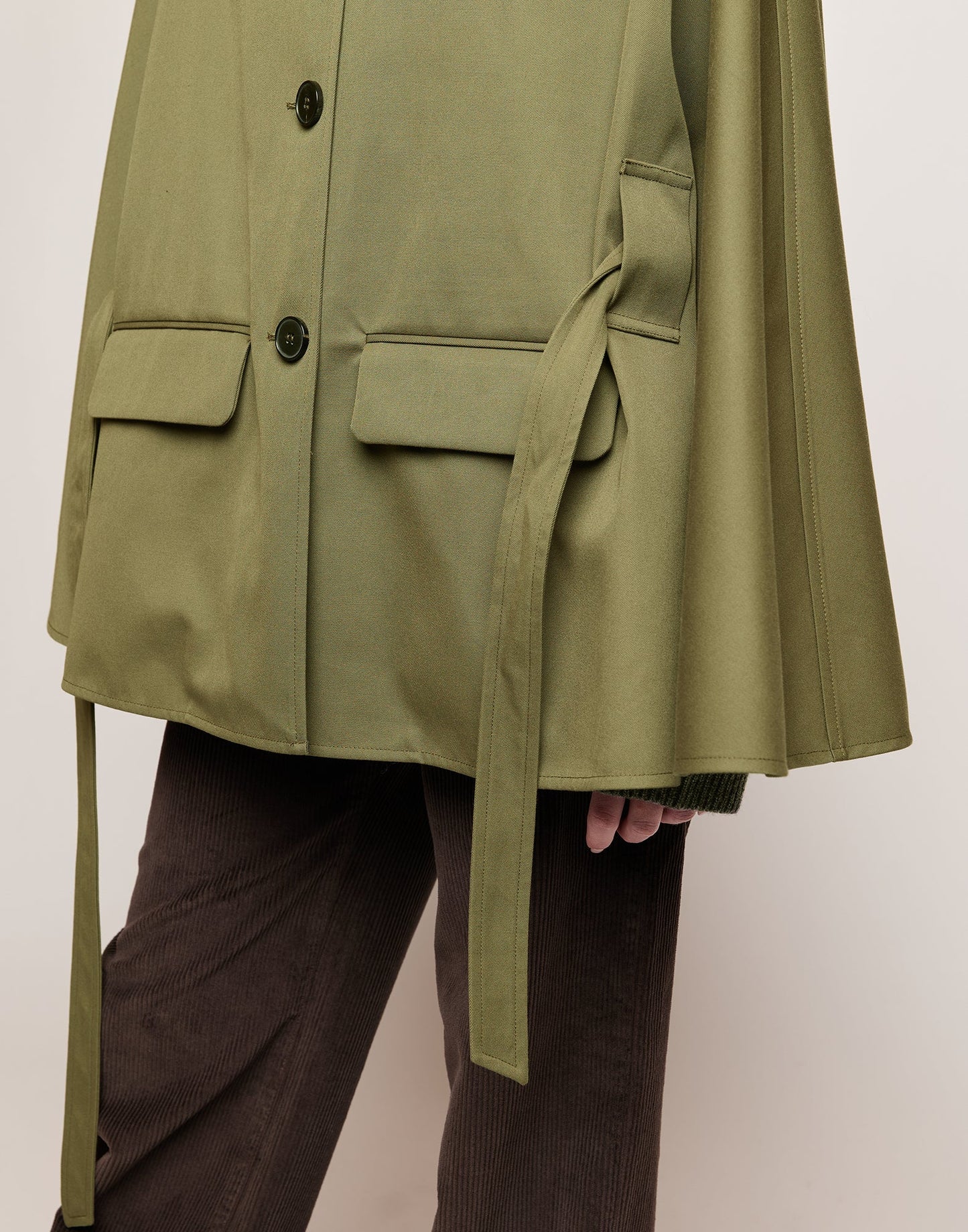 DOUUOD Cappa a Ruota in Tecno Coat Water Repellent Militare