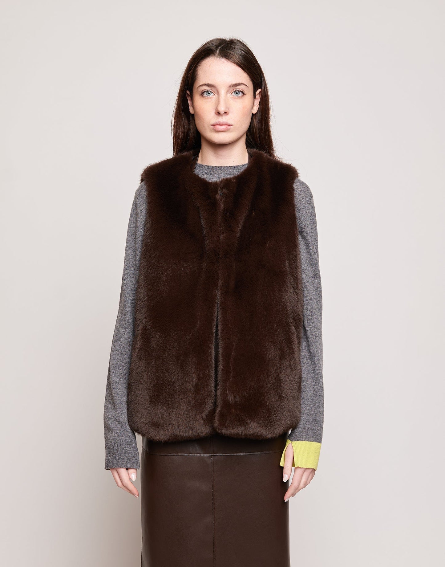 DOUUOD Gilet in Ecopelliccia Ciocco