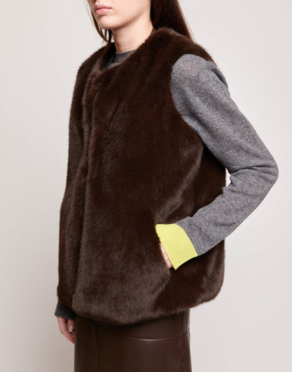 DOUUOD Gilet in Ecopelliccia Ciocco