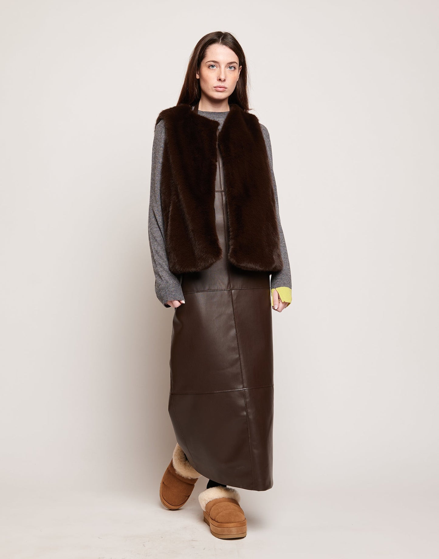 DOUUOD Gilet in Ecopelliccia Ciocco