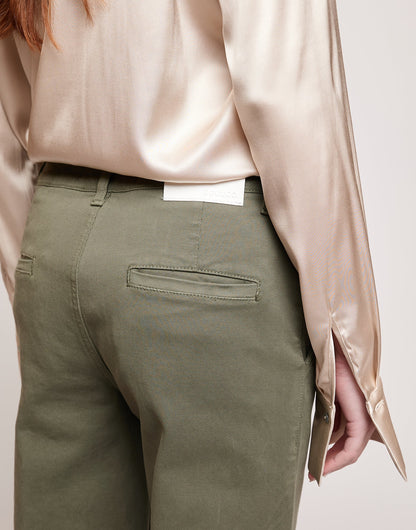 DOUUOD Pantaloni a Palazzo in Drill di Cotone Stretch Militare