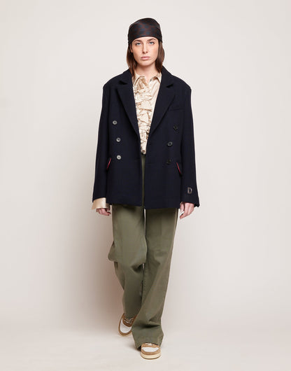 DOUUOD Pantaloni a Palazzo in Drill di Cotone Stretch Militare