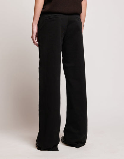 DOUUOD Pantaloni a Palazzo in Drill di Cotone Stretch Nero