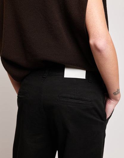 DOUUOD Pantaloni a Palazzo in Drill di Cotone Stretch Nero