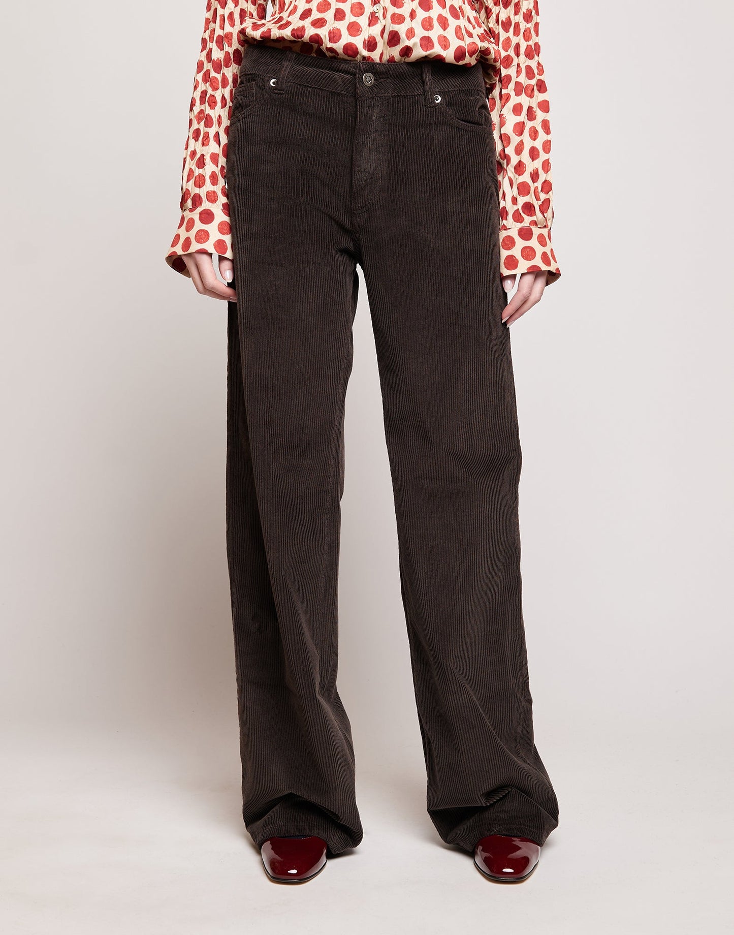 DOUUOD Pantaloni a Palazzo in Velluto 500 Righe Ciocco