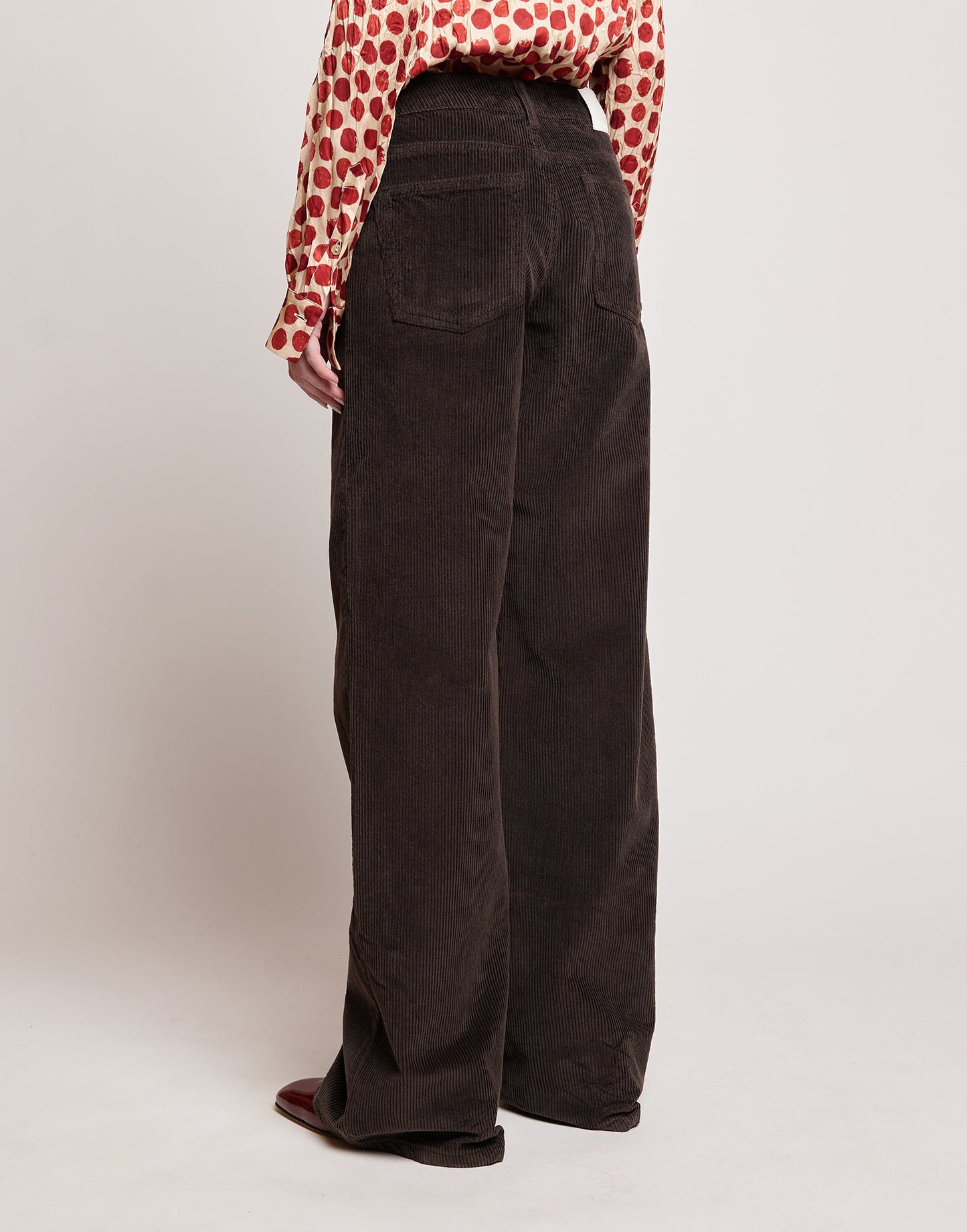 DOUUOD Pantaloni a Palazzo in Velluto 500 Righe Ciocco