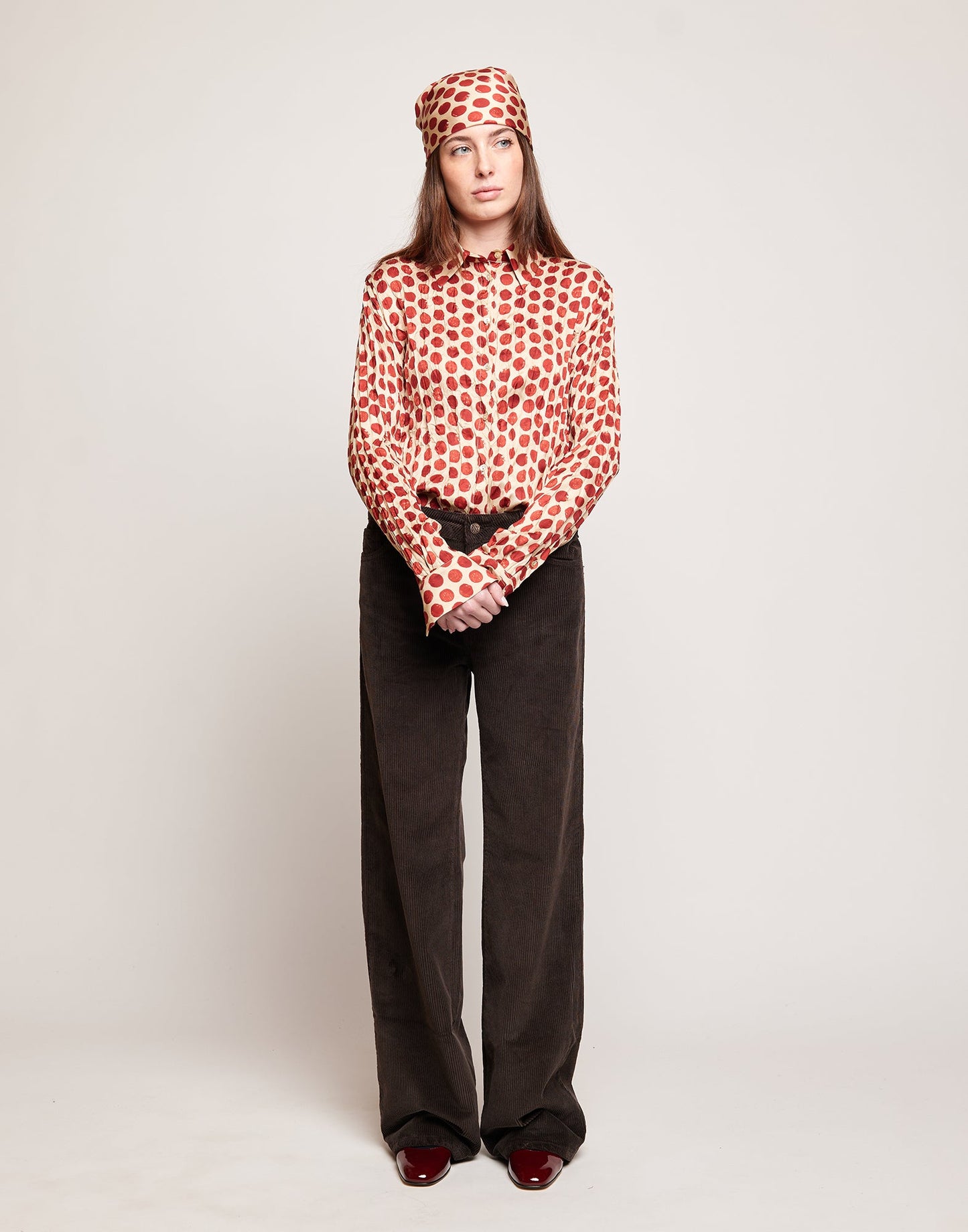 DOUUOD Pantaloni a Palazzo in Velluto 500 Righe Ciocco