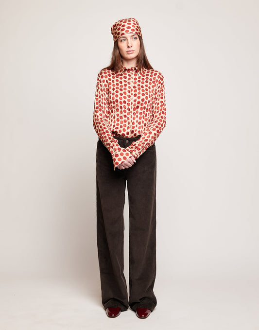 DOUUOD Pantaloni a Palazzo in Velluto 500 Righe Ciocco