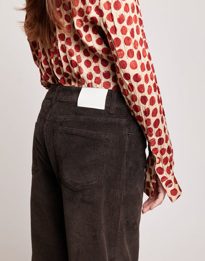 DOUUOD Pantaloni a Palazzo in Velluto 500 Righe Ciocco