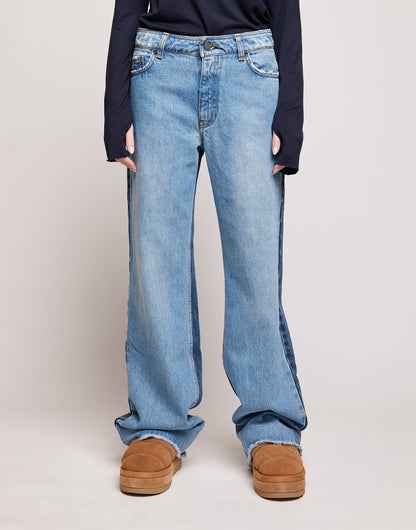 DOUUOD Jeans 5 Tasche a Palazzo Bicolore