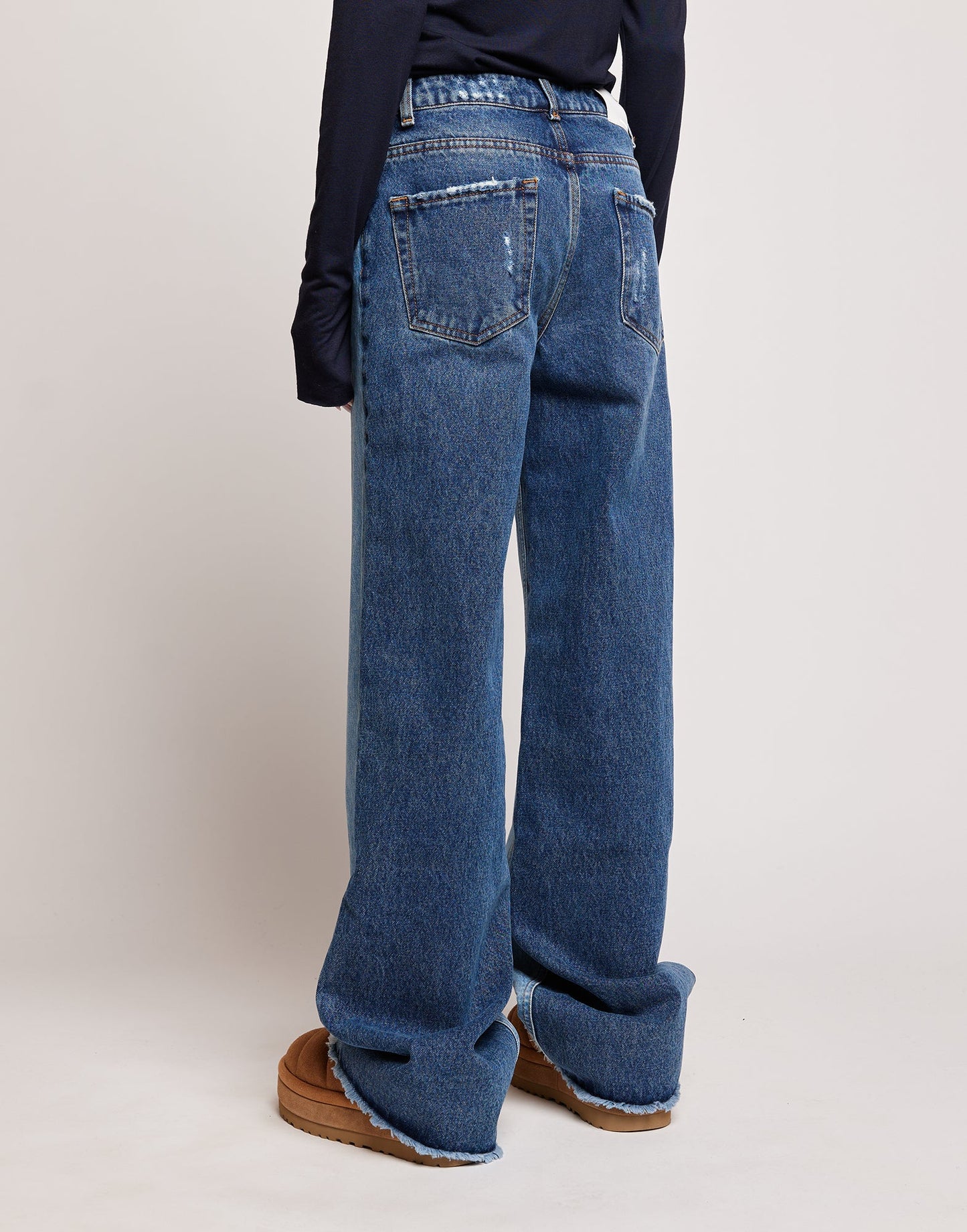 DOUUOD Jeans 5 Tasche a Palazzo Bicolore