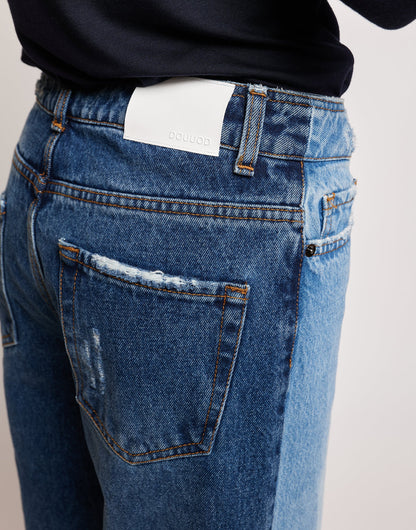 DOUUOD Jeans 5 Tasche a Palazzo Bicolore