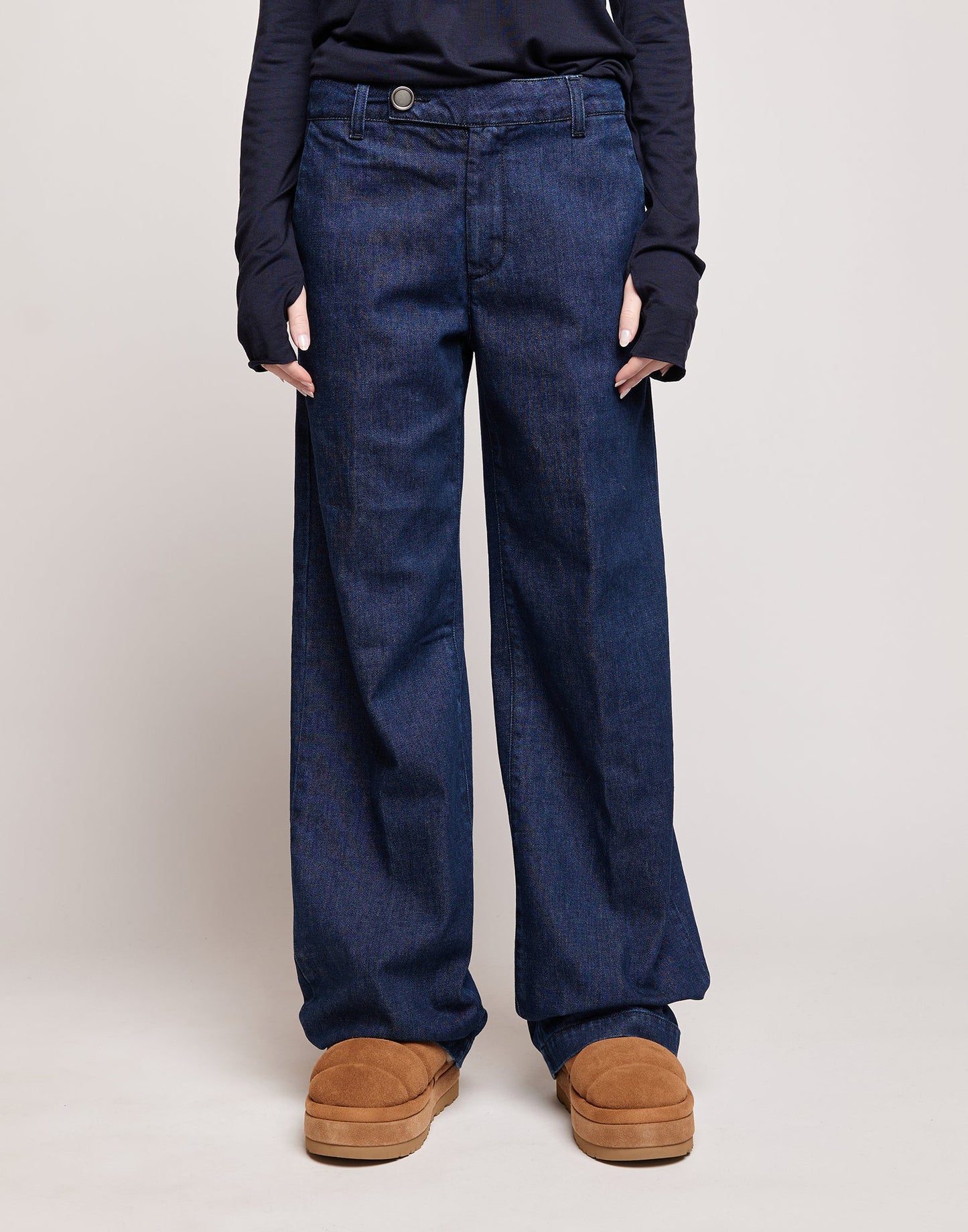 DOUUOD Jeans a Palazzo in Denim Stretch Blu