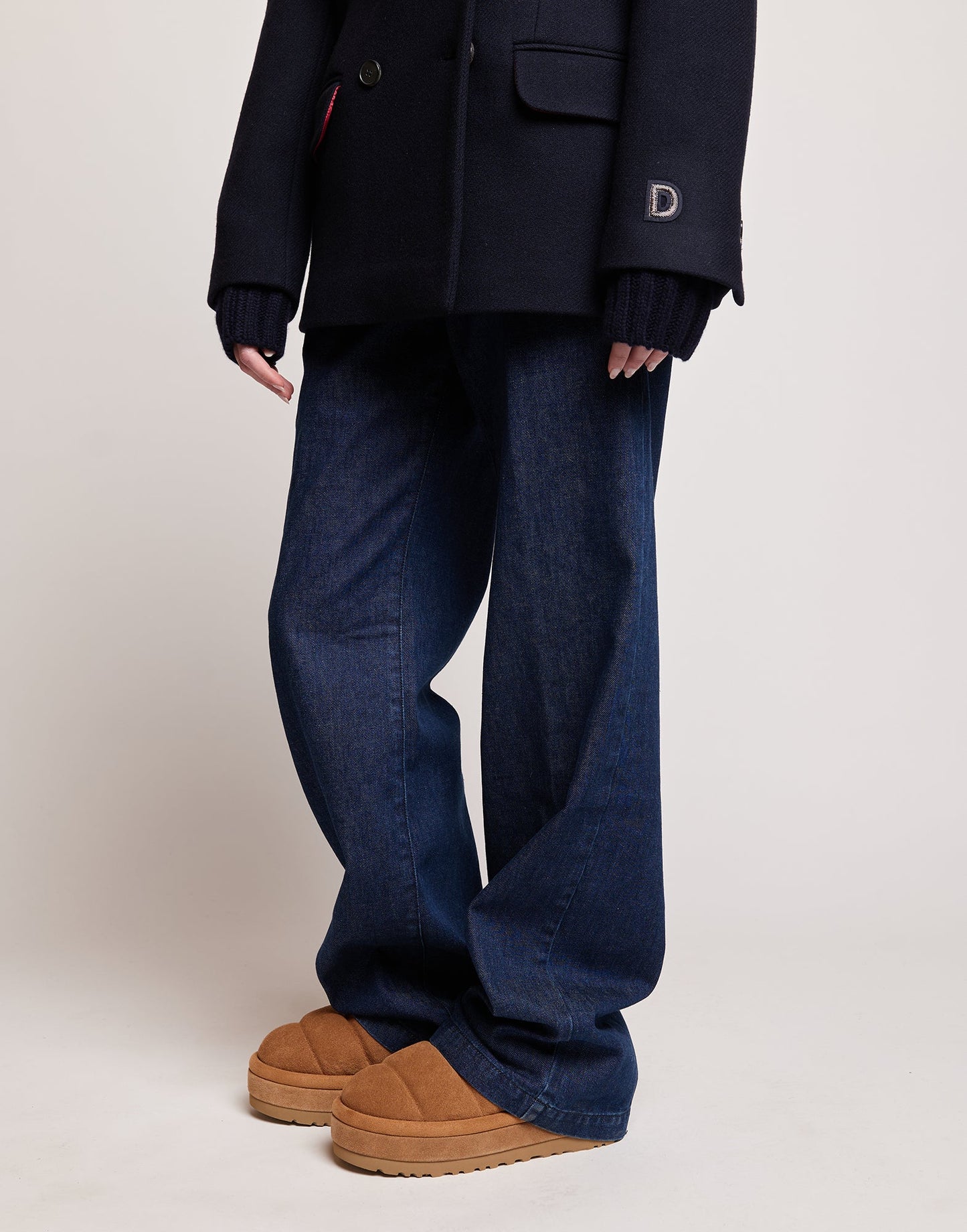 DOUUOD Jeans a Palazzo in Denim Stretch Blu