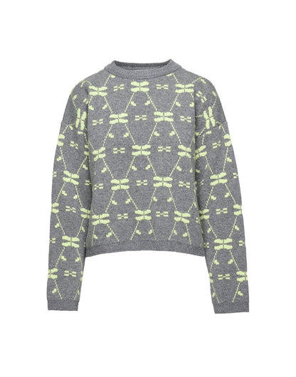 DOUUOD Maglione in Lana Merino Supergeelong Grigio/Lime