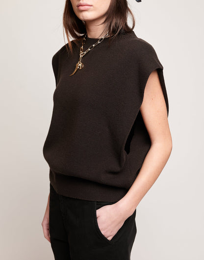 DOUUOD Gilet Girocollo in Lana e Cashmere Ciocco