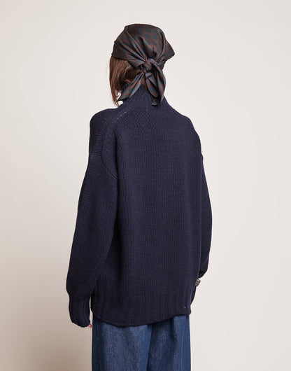 DOUUOD Maglione Dolcevita in Lana e Cashmere Oltremare